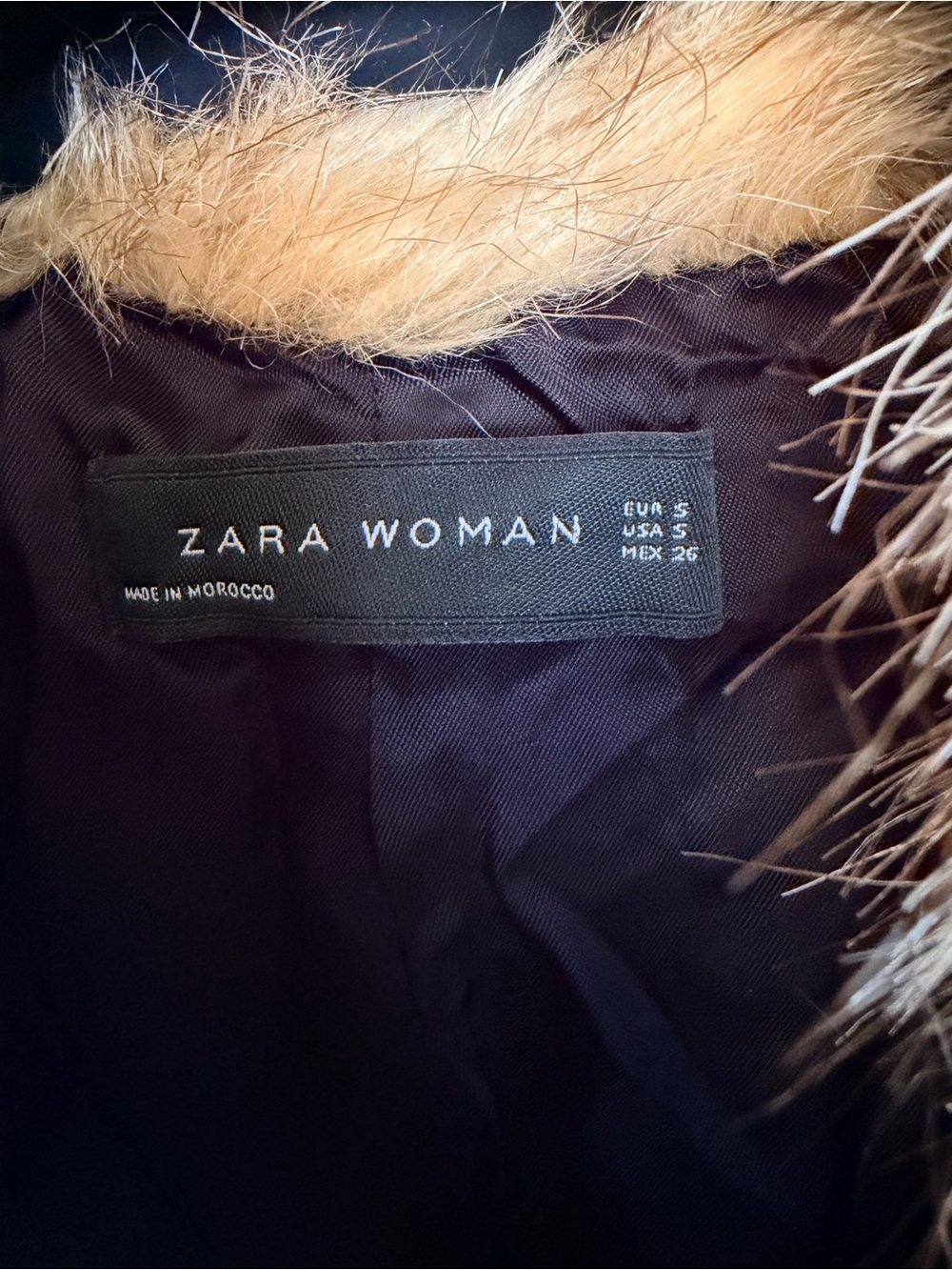 Zara Beige Faux-Fur Jacket with Embroidered Fringe Yoke - Picture 7 of 9
